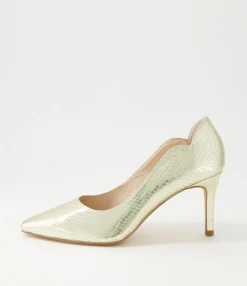 Flash Sale Betha Pale Gold Mirror Leather Heels Women Heels