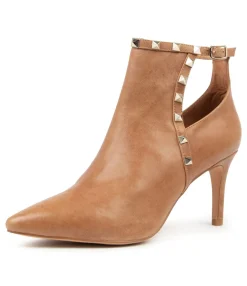 New Bonnie Tan Leather Women Ankle Boots