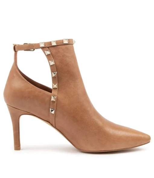 New Bonnie Tan Leather Women Ankle Boots