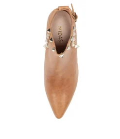 New Bonnie Tan Leather Women Ankle Boots