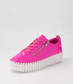 Sale Braelyn Hot Pink Patent Leather Sneakers Women Sneakers