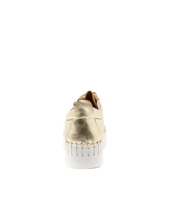 Best Braelyn Pale Gold Leather Women Sneakers