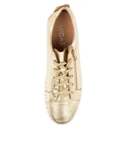 Best Braelyn Pale Gold Leather Women Sneakers
