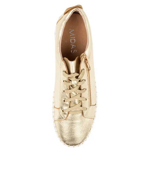 Best Braelyn Pale Gold Leather Women Sneakers