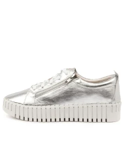 Clearance Braelyn Silver Leather Sneakers Women Sneakers