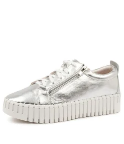 Clearance Braelyn Silver Leather Sneakers Women Sneakers