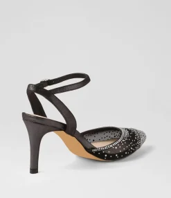 Cheap Britts Black Shimmer Silver Multi Heels Women Heels