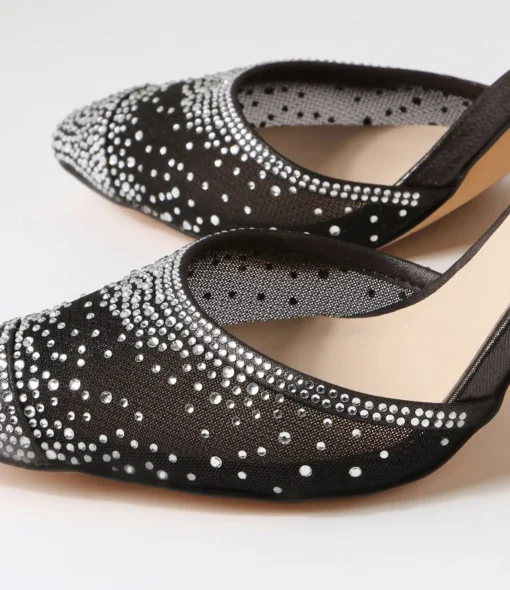 Cheap Britts Black Shimmer Silver Multi Heels Women Heels