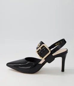 Sale Brya Black Patent Leather Pump Heels Women Heels