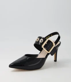 Sale Brya Black Patent Leather Pump Heels Women Heels