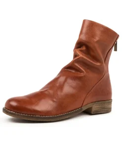 Cheap Cabo Cognac Leather Women Ankle Boots
