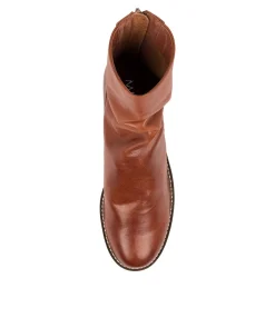 Cheap Cabo Cognac Leather Women Ankle Boots