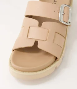 Fashion Cajali Dark Nude Leather Slides Women Slides