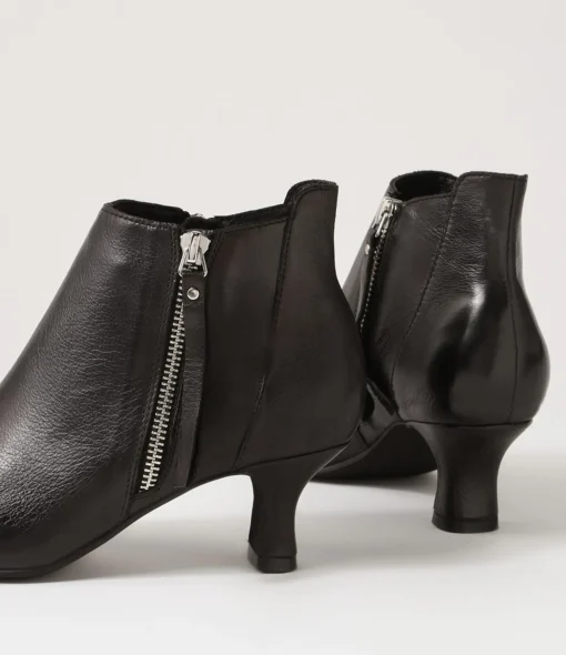Cheap Canna Black Leather Ankle Boots Women Ankle Boots