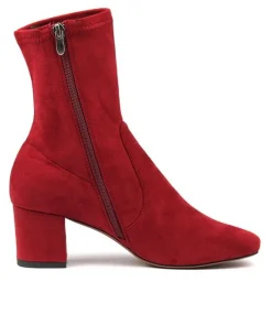Best Sale Carrie Red Microsuede Women Ankle Boots