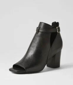 Best Sale Cerene Black Leather Sandals Women Heels
