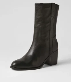Clearance Chelse Black Leather Calf Boots Women Boots