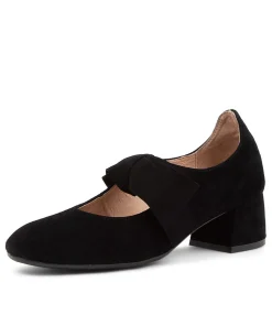 Flash Sale Churro Black Suede Heels Women Heels