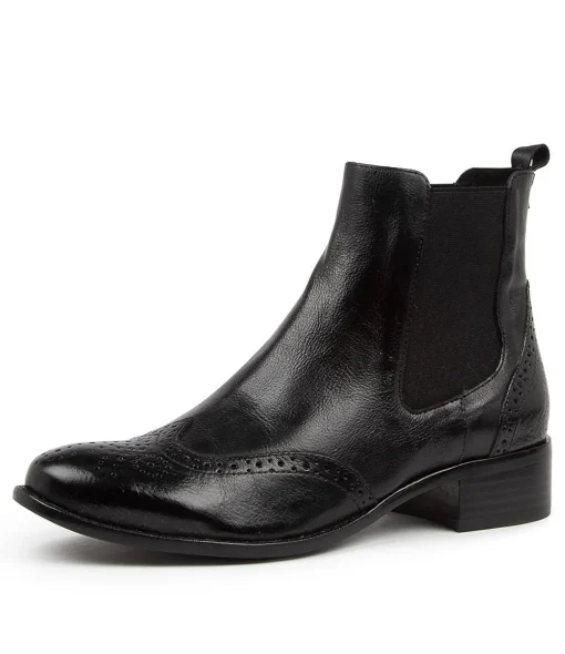 Online Clova Black Leather Women Ankle Boots