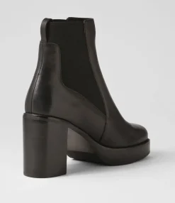 Best Dariah Black Leather Elastic Chelsea Boots Women Ankle Boots