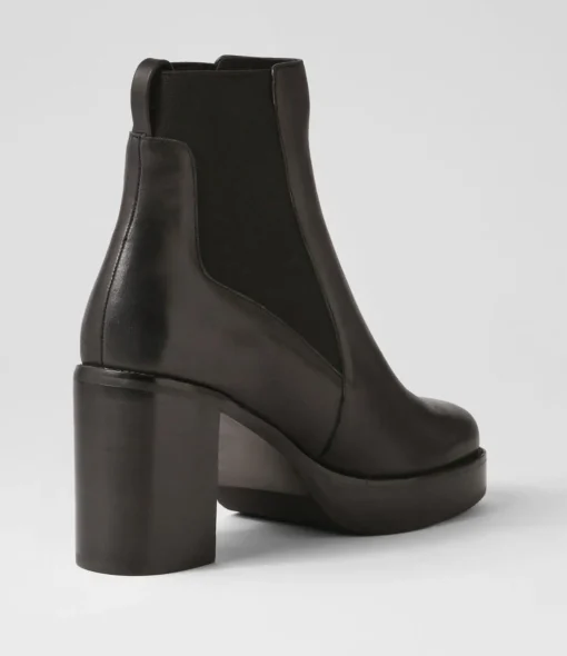 Best Dariah Black Leather Elastic Chelsea Boots Women Ankle Boots