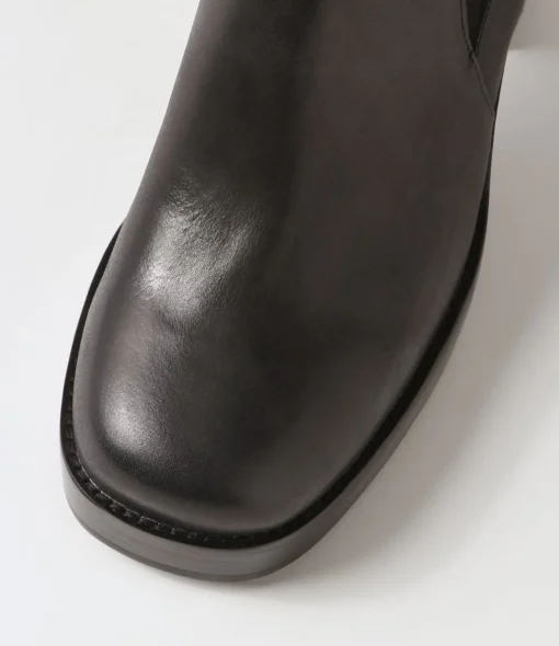 Best Dariah Black Leather Elastic Chelsea Boots Women Ankle Boots