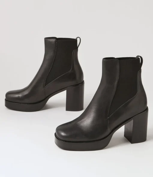 Best Dariah Black Leather Elastic Chelsea Boots Women Ankle Boots