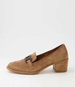 Flash Sale Dervie Light Choc Natural Heel Suede Heels Women Loafers