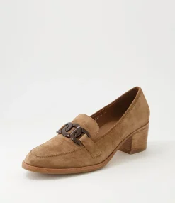 Flash Sale Dervie Light Choc Natural Heel Suede Heels Women Loafers