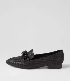 Fashion Devin Black Leather Loafers Women Loafers