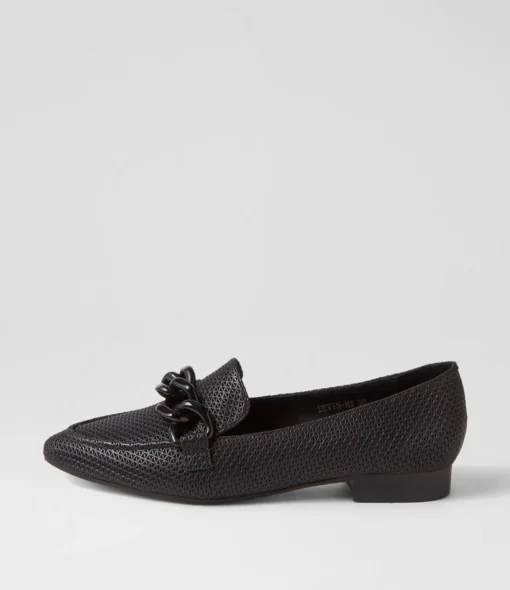 Fashion Devin Black Leather Loafers Women Loafers