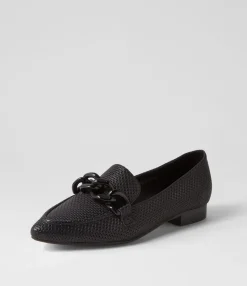 Fashion Devin Black Leather Loafers Women Loafers