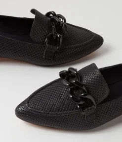 Fashion Devin Black Leather Loafers Women Loafers