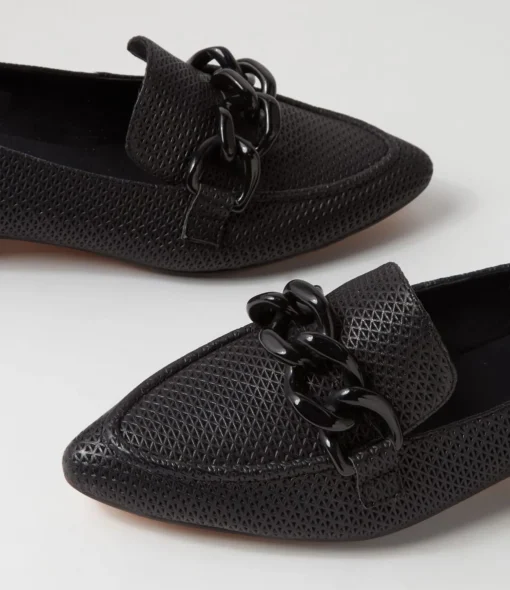 Fashion Devin Black Leather Loafers Women Loafers