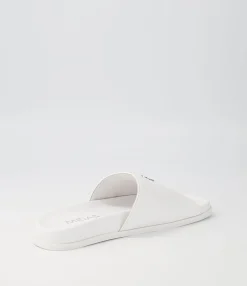 Best Doe White Leather Slides Women Flats
