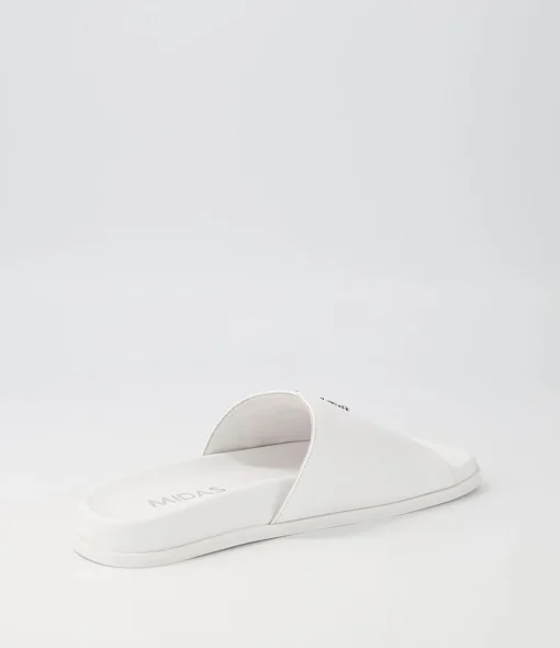 Best Doe White Leather Slides Women Flats