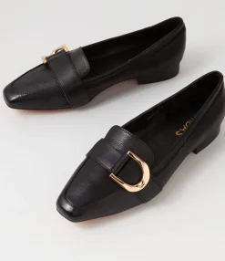 New Dorees Black Leather Loafers Women Loafers