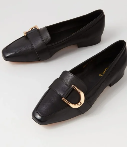 New Dorees Black Leather Loafers Women Loafers