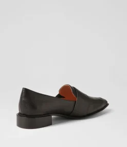 New Easey Black Gold Leather Loafers Women Loafers