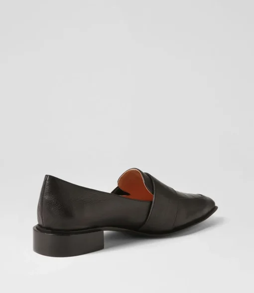 New Easey Black Gold Leather Loafers Women Loafers