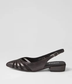 Best Sale Easi Black Shimmer Mesh Leather Flat Shoes Women Flats