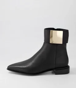 Outlet Evo Black Gold Leather Ankle Boots Women Ankle Boots