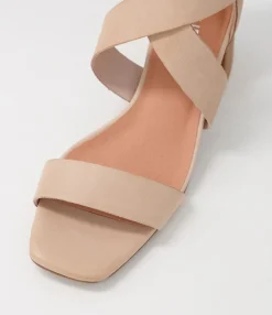 Cheap Farlane Dark Nude Leather Sandals Women Heels