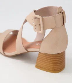 Cheap Farlane Dark Nude Leather Sandals Women Heels