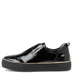 Shop Feathers Black Patent Leather Sneakers Women Sneakers