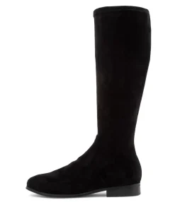 Cheap Fiery Black Stretch Microsuede Knee High Boots Women Boots