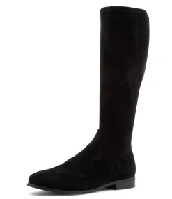 Cheap Fiery Black Stretch Microsuede Knee High Boots Women Boots