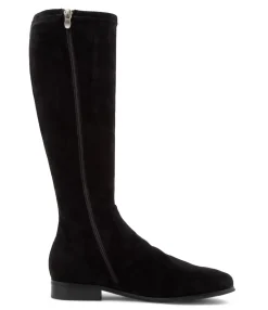 Cheap Fiery Black Stretch Microsuede Knee High Boots Women Boots