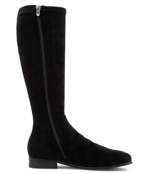 Cheap Fiery Black Stretch Microsuede Knee High Boots Women Boots