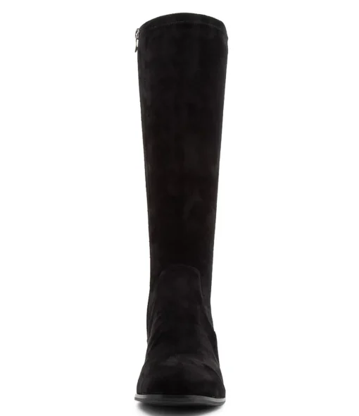 Cheap Fiery Black Stretch Microsuede Knee High Boots Women Boots